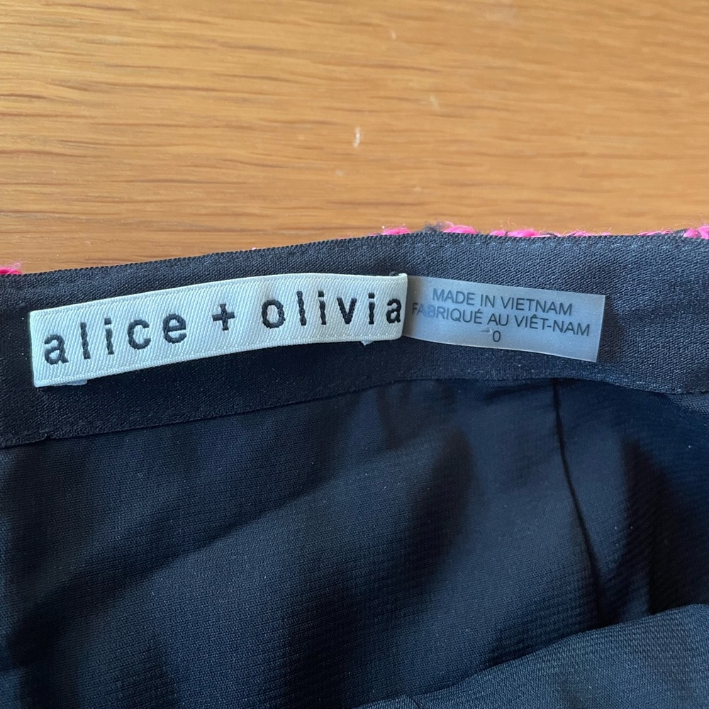 Alice + Olivia Pink and Black Tweed Mini Skirt - Picture 3 of 5